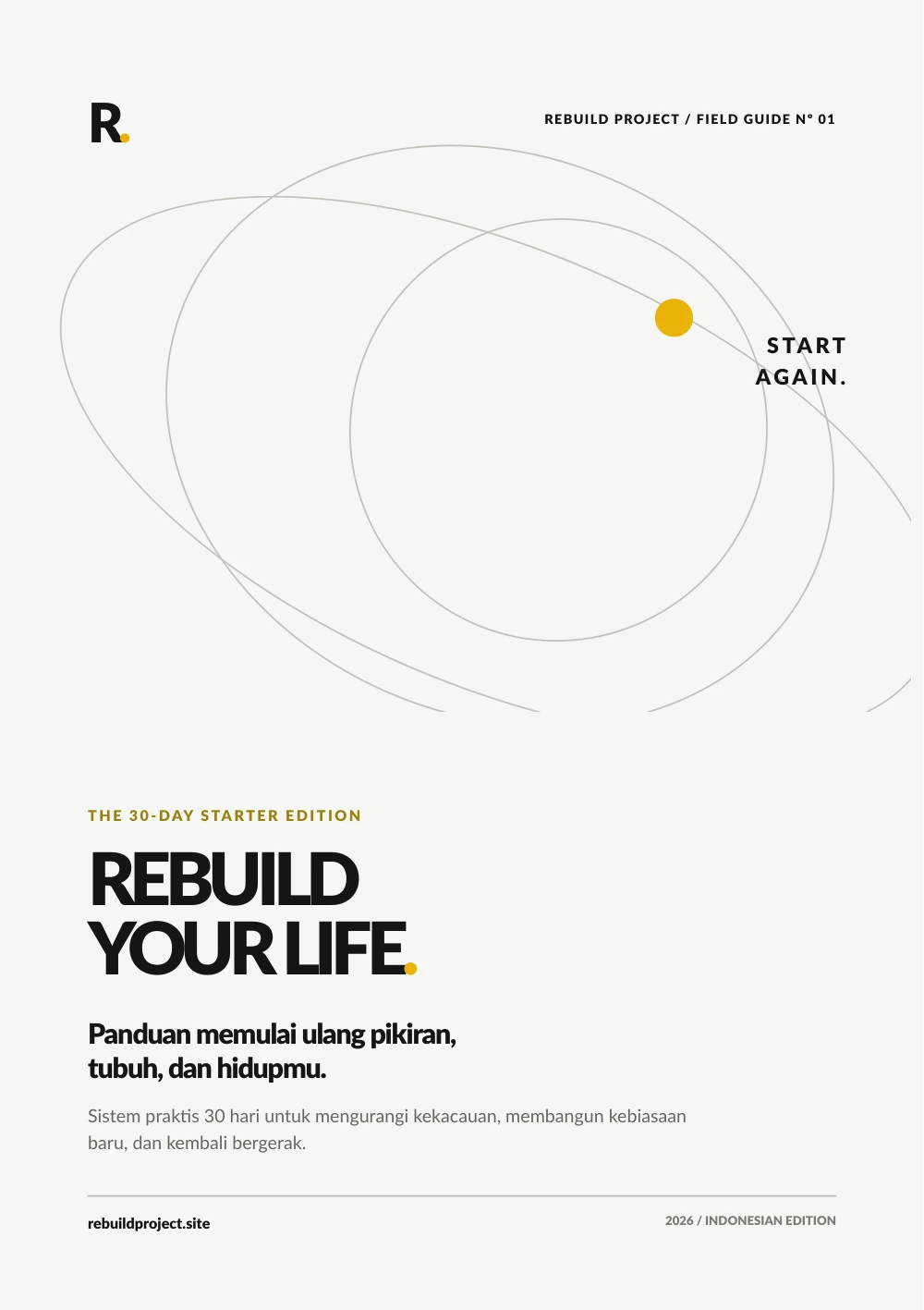 Sampul e-book REBUILD YOUR LIFE, panduan memulai ulang pikiran, tubuh, dan hidupmu